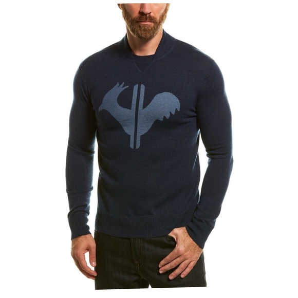 Rossignol Classic Round Neck Merino‎ Wool Sweater 2XL Blue